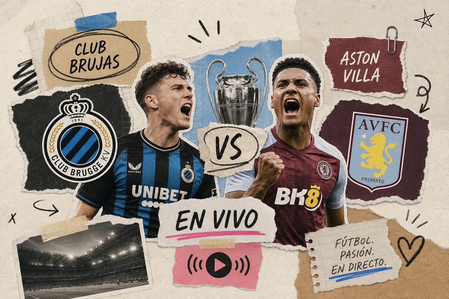 Club Brujas – Aston Villa dónde ver el partido EN VIVO