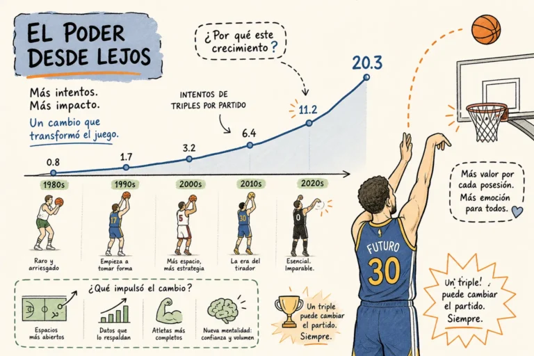 La evolución del tiro de tres puntos en el baloncesto